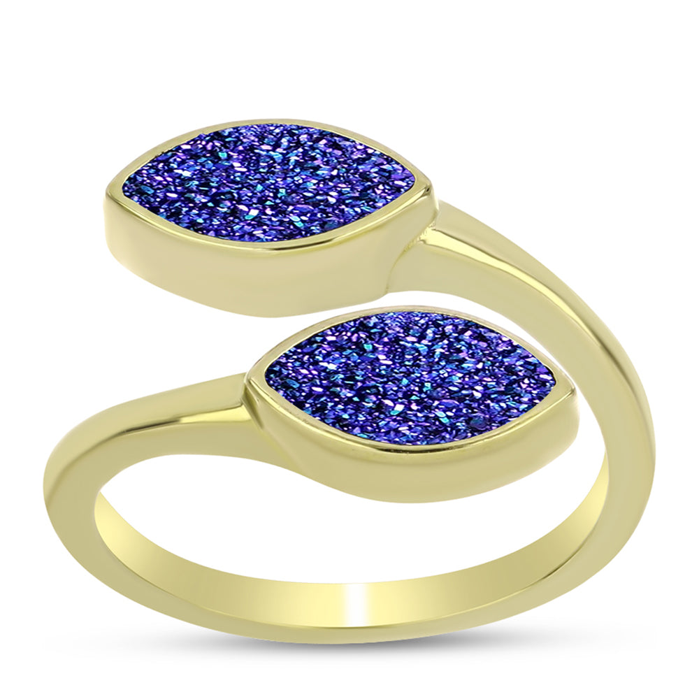 Goldplattierter Silberring mit lila Druse