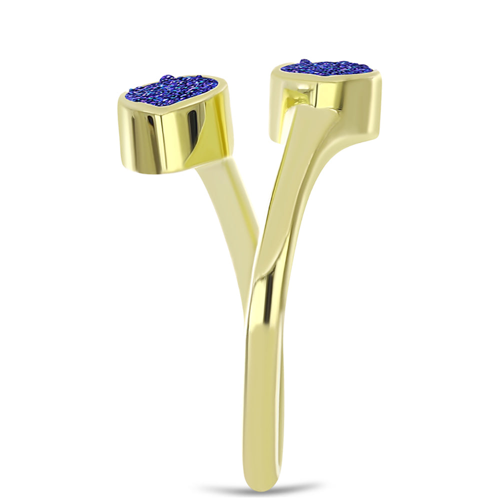 Goldplattierter Silberring mit lila Druse 4 