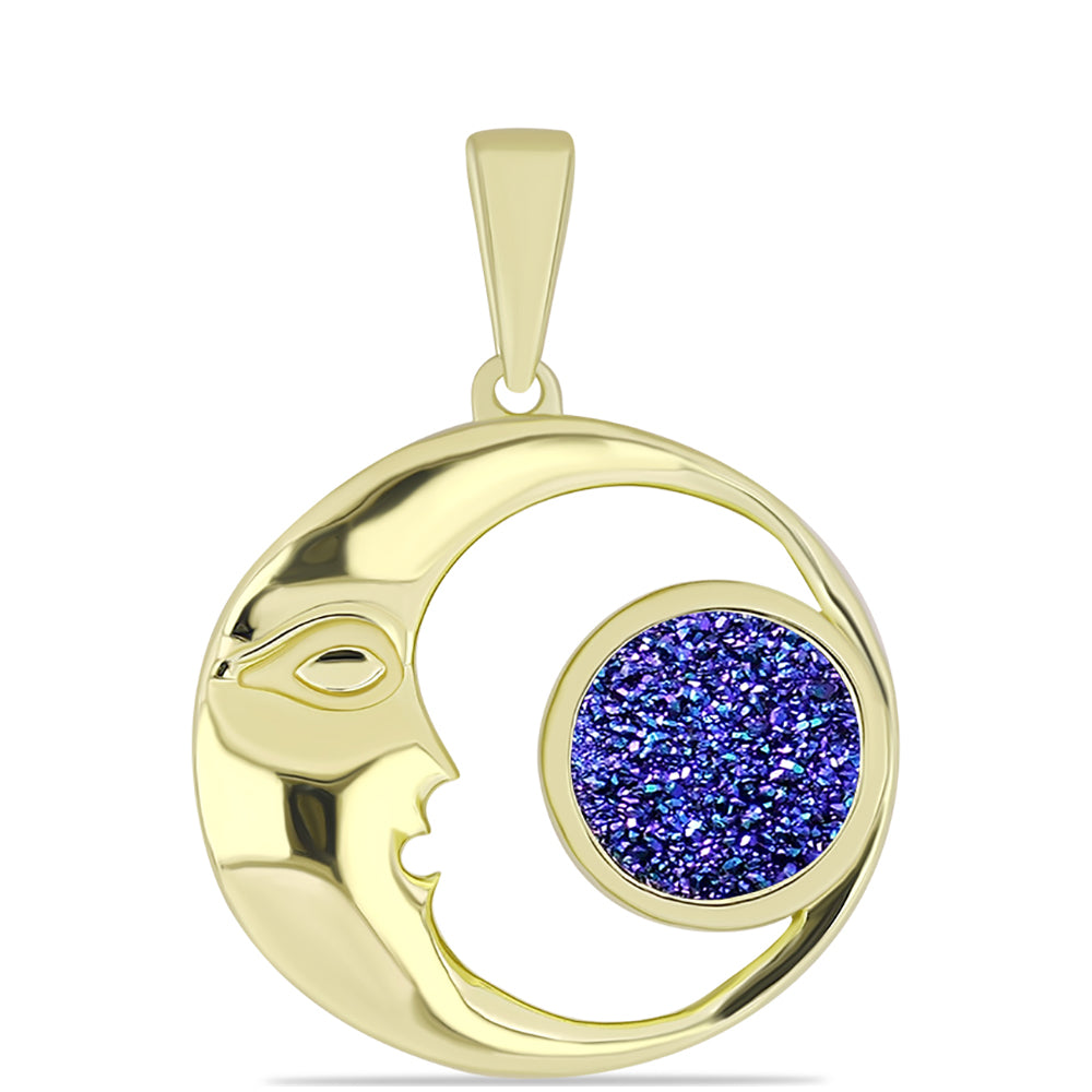 Goldplattierter Silberanhänger mit lila Druse