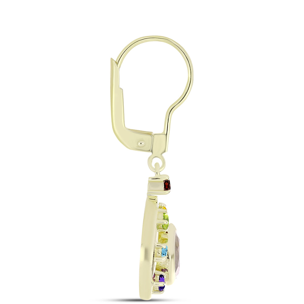 Goldplattierte Silberohrringe mit Regenbogenmondstein und marokkanischem Amethyst 2 
