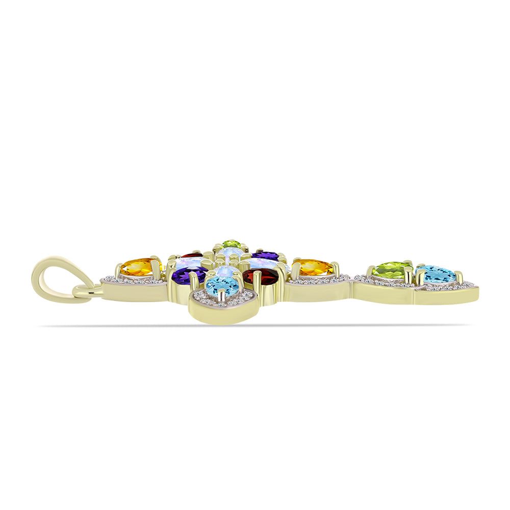 Goldplattierter Silberanhänger mit Regenbogenmondstein und marokkanischem Amethyst 2 