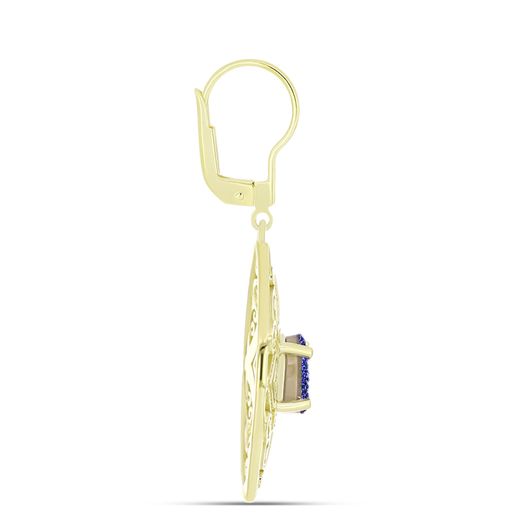 Goldplattierte Silberohrringe mit lila Druse 2 