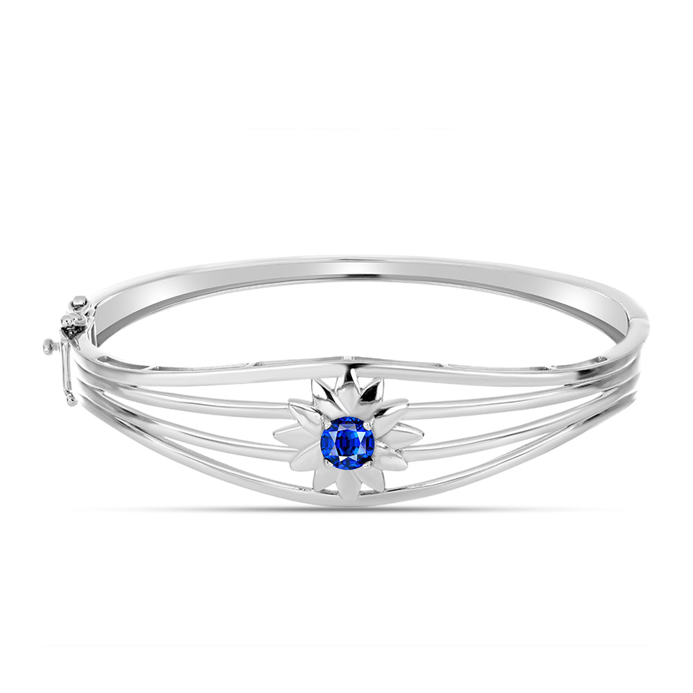 Silberarmreif mit australischem blauem Saphir