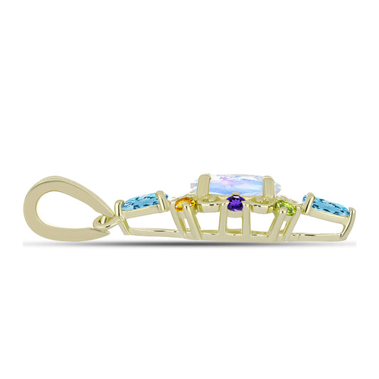 Goldplattierter Silberanhänger mit Regenbogenmondstein