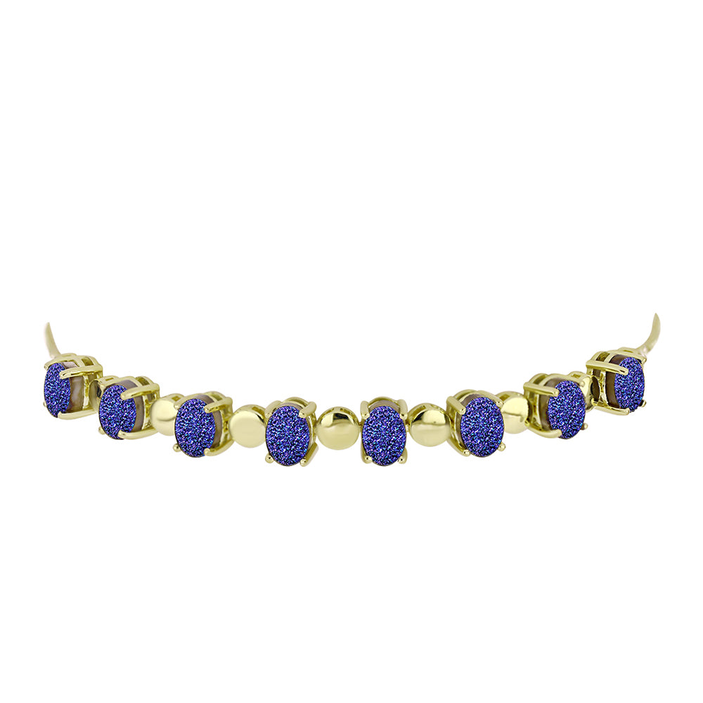 Goldplattiertes Silberarmband mit lila Druse