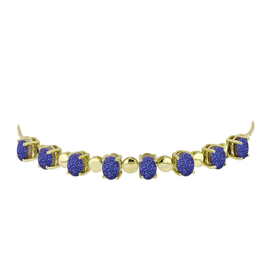 Goldplattiertes Silberarmband mit lila Druse