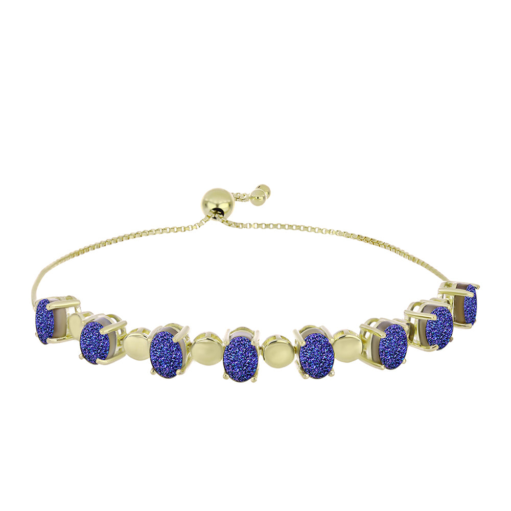 Goldplattiertes Silberarmband mit lila Druse
