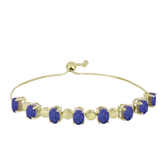 Goldplattiertes Silberarmband mit lila Druse