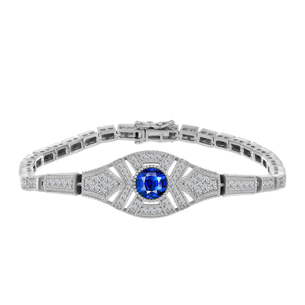 Silberarmband mit australischem blauem Saphir und weißem Topas 2 