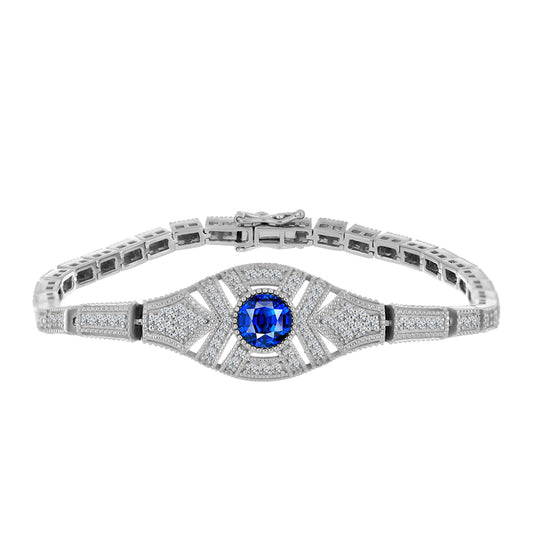 Silberarmband mit australischem blauem Saphir und weißem Topas