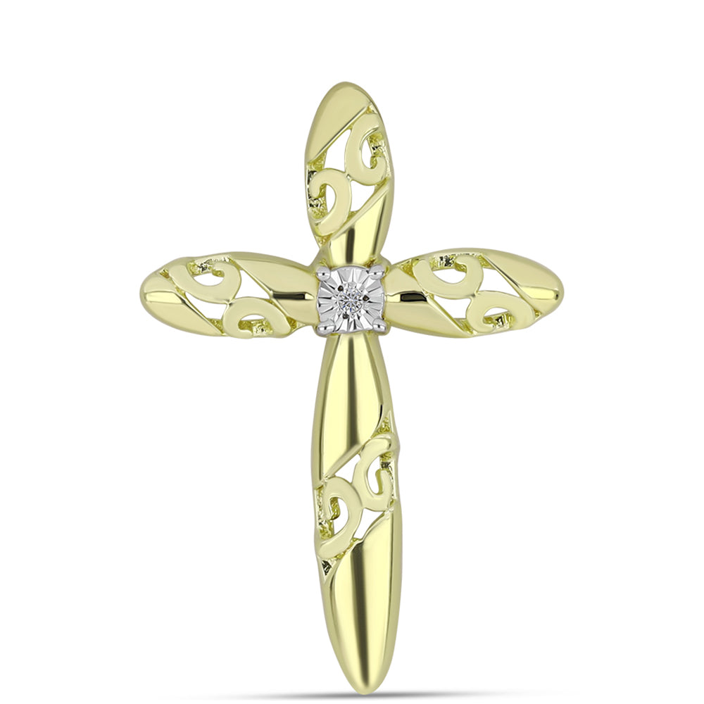 Goldplattierter Silberanhänger mit weißem Diamant 1 