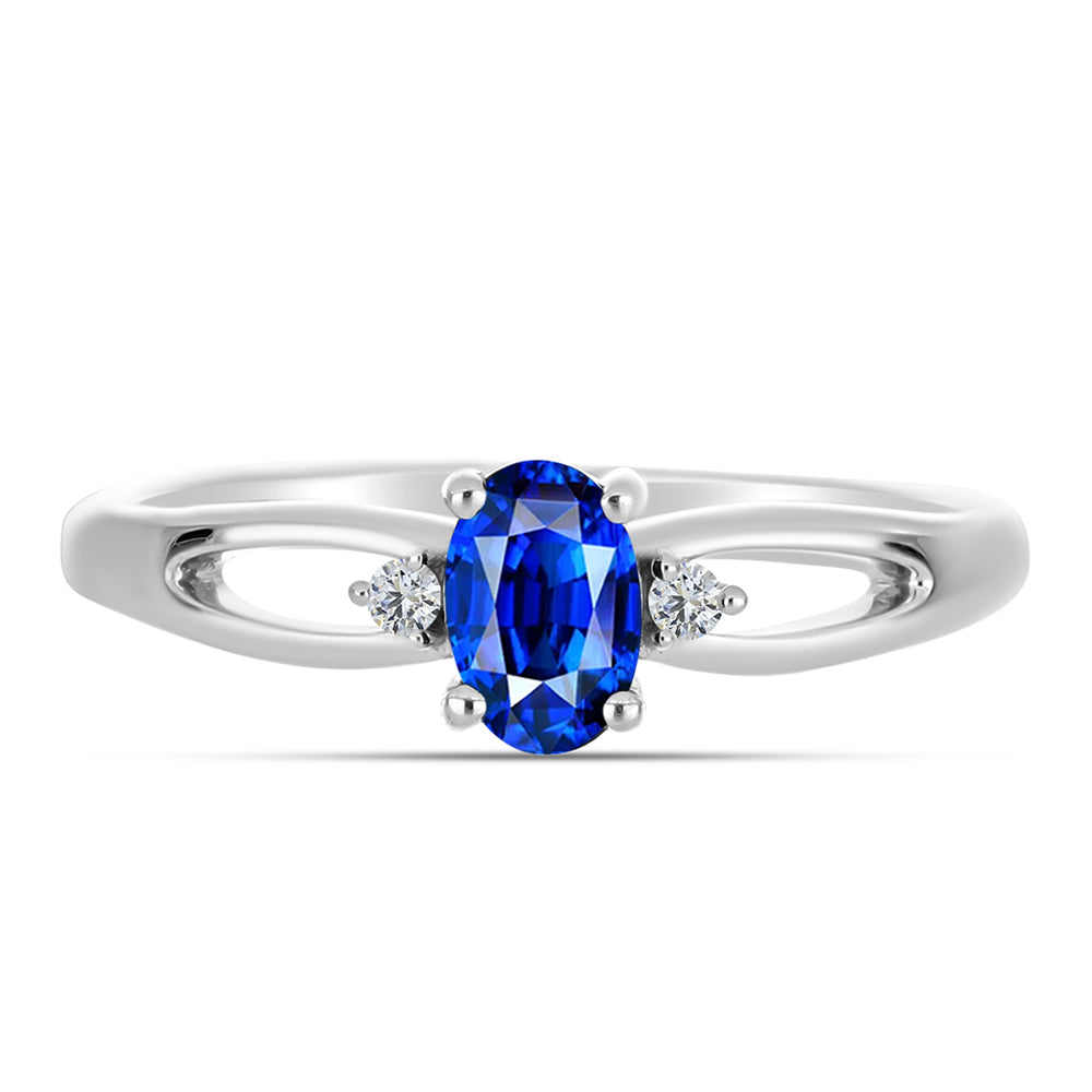 Silberring mit australischem blauem Saphir und weißem Topas 5 