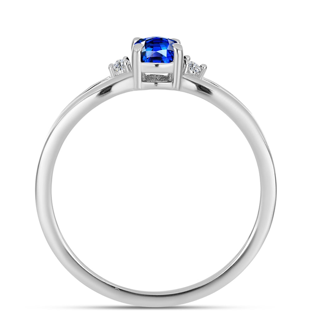 Silberring mit australischem blauem Saphir und weißem Topas 2 