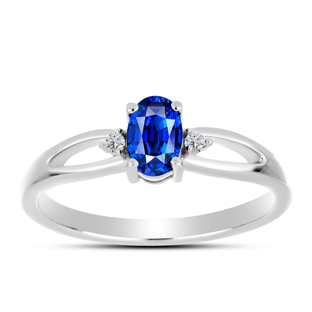 Silberring mit australischem blauem Saphir und weißem Topas
