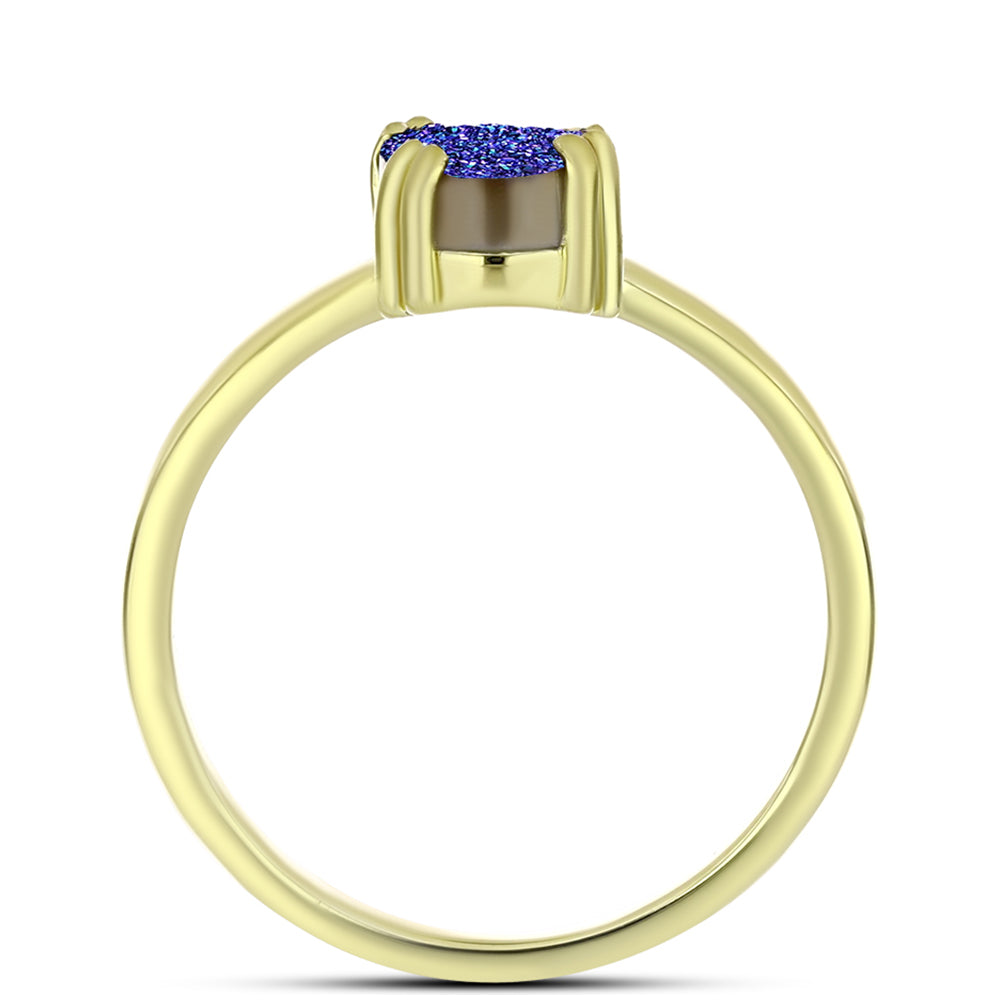 Goldplattierter Silberring mit lila Druse 2 