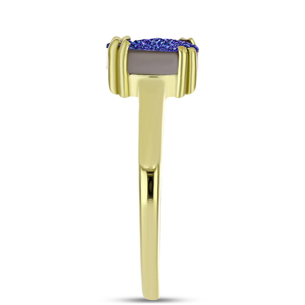 Goldplattierter Silberring mit lila Druse