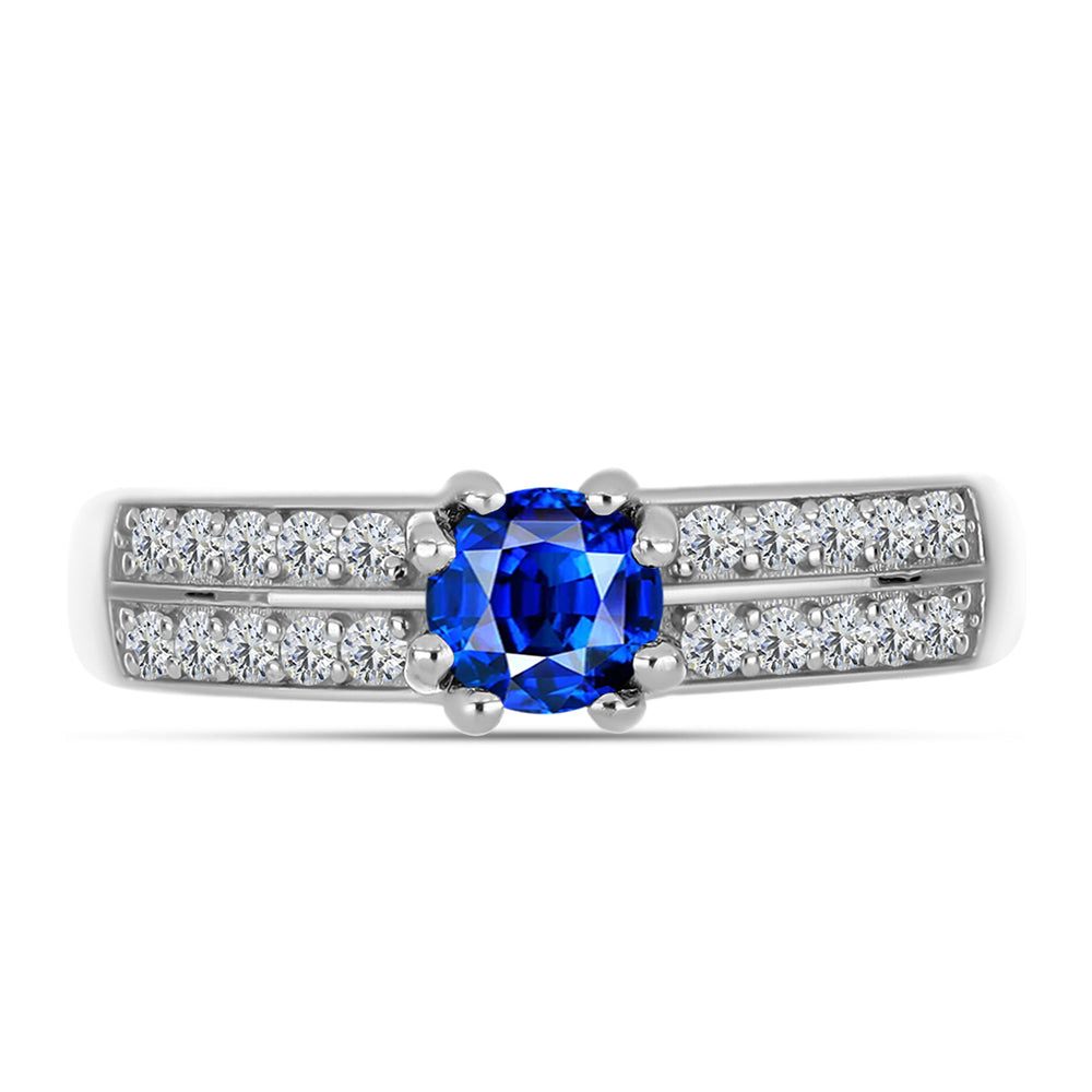 Silberring mit australischem blauem Saphir und weißem Topas 5 