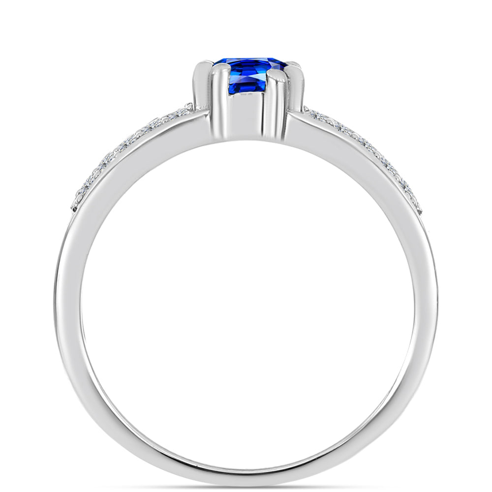 Silberring mit australischem blauem Saphir und weißem Topas 6 