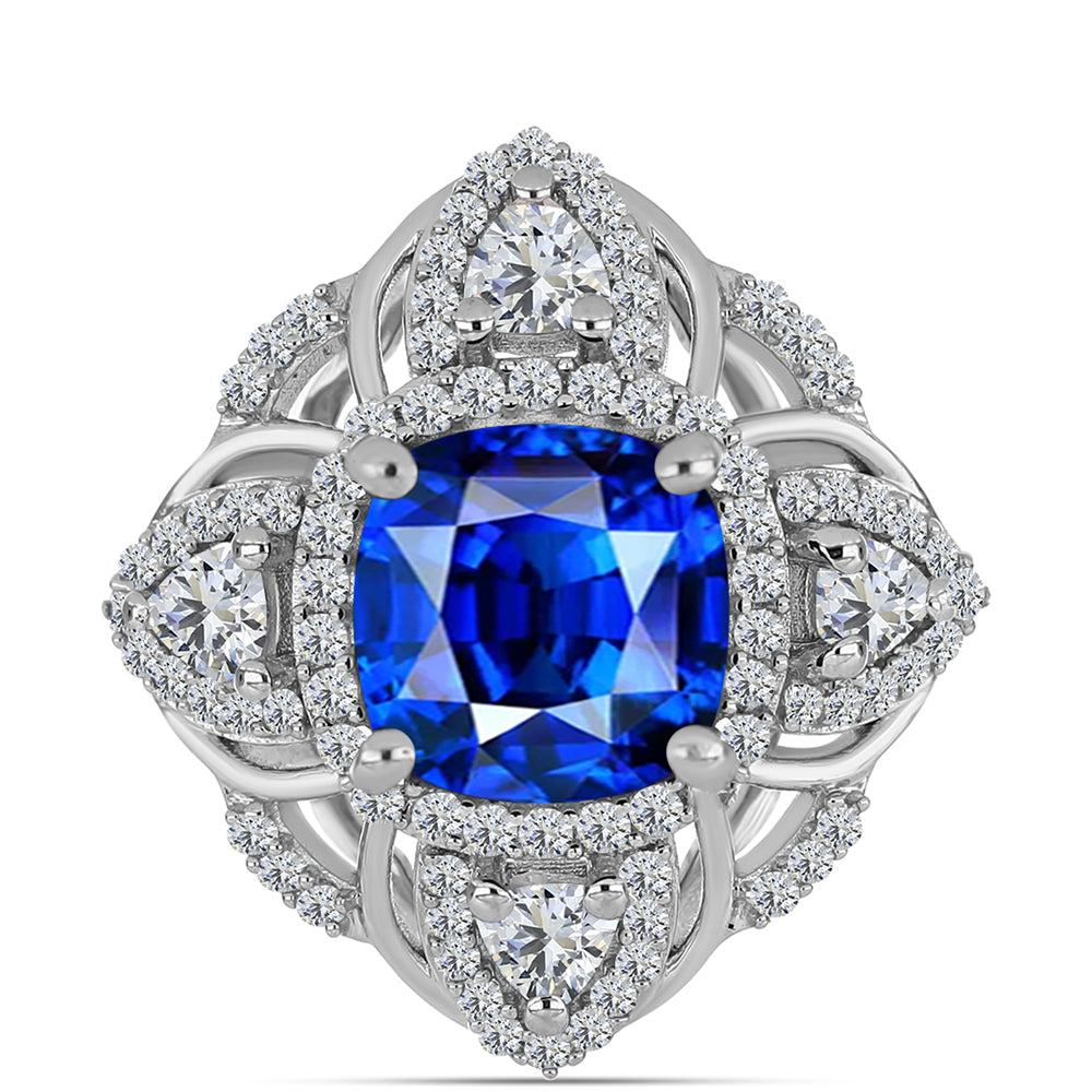 Silberring mit australischem blauem Saphir und weißem Topas 5 