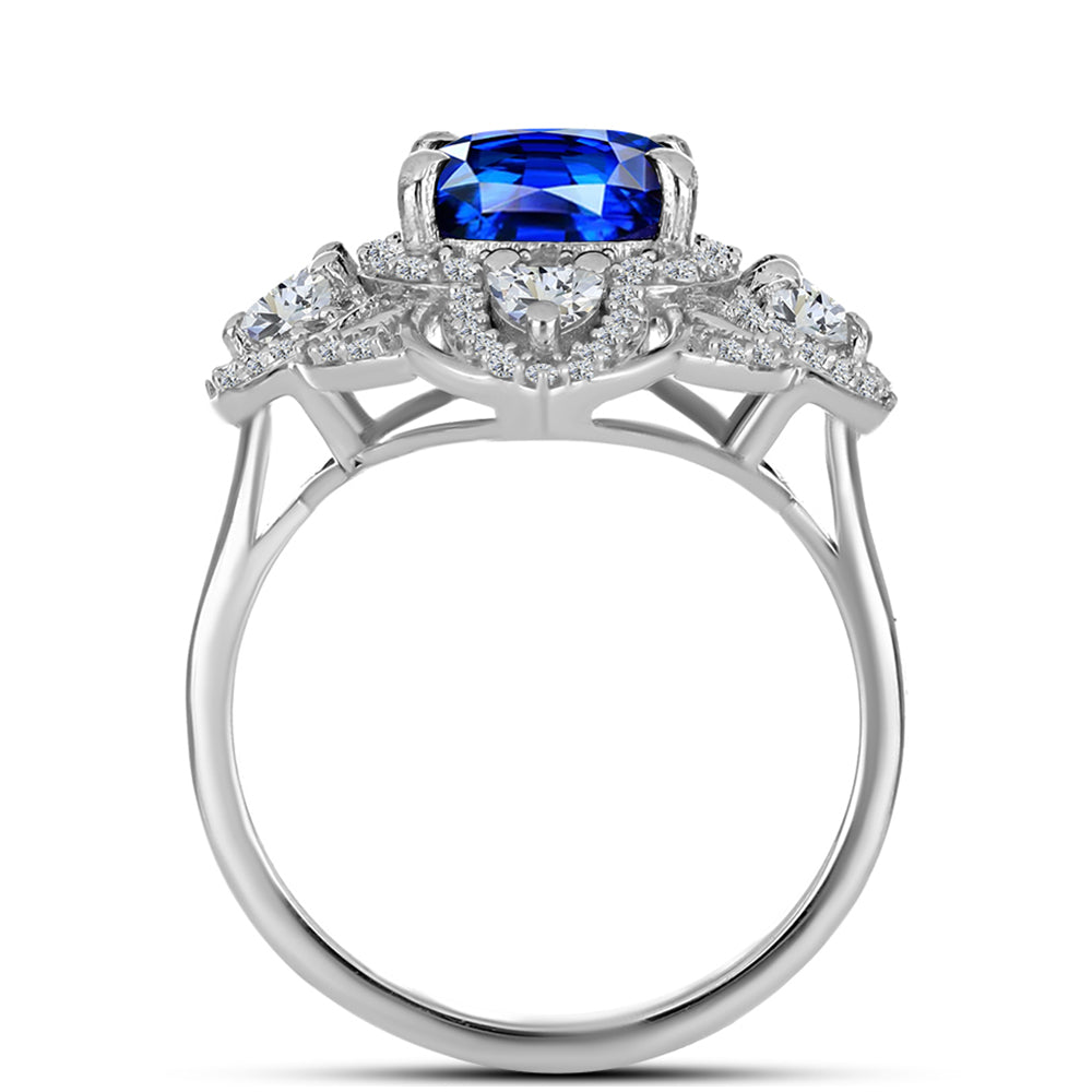 Silberring mit australischem blauem Saphir und weißem Topas 6 