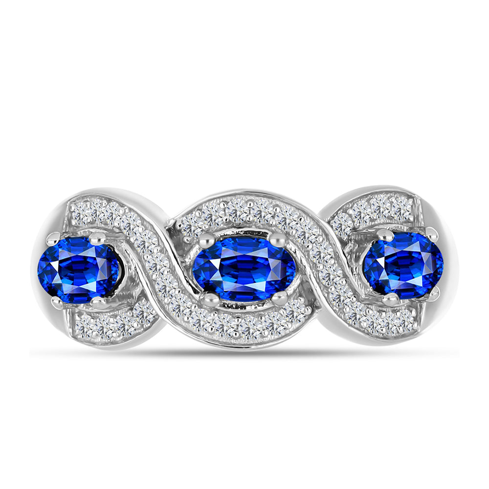 Silberring mit australischem blauem Saphir und weißem Topas 1 
