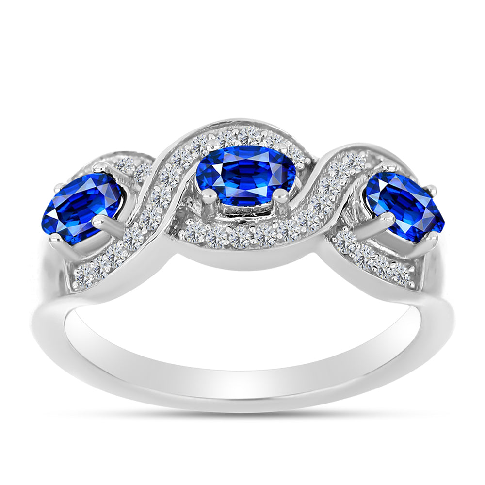 Silberring mit australischem blauem Saphir und weißem Topas
