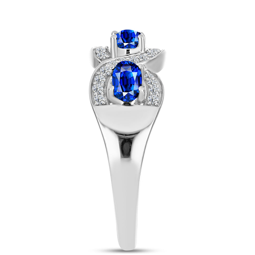 Silberring mit australischem blauem Saphir und weißem Topas 4 