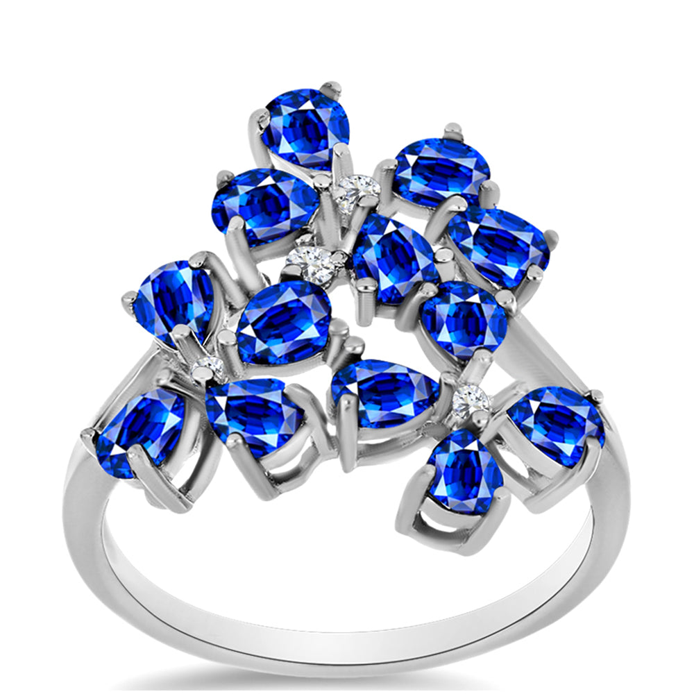 Silberring mit australischem blauem Saphir und weißem Topas