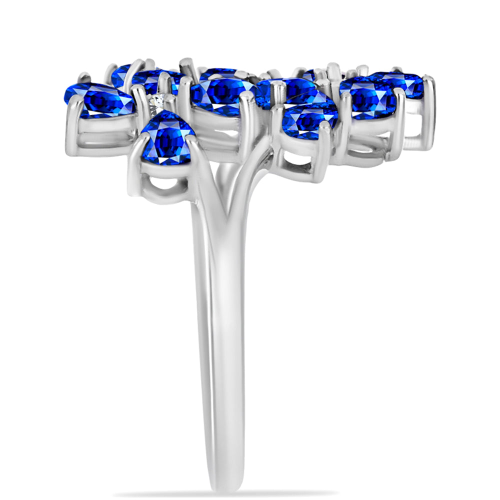 Silberring mit australischem blauem Saphir und weißem Topas 8 