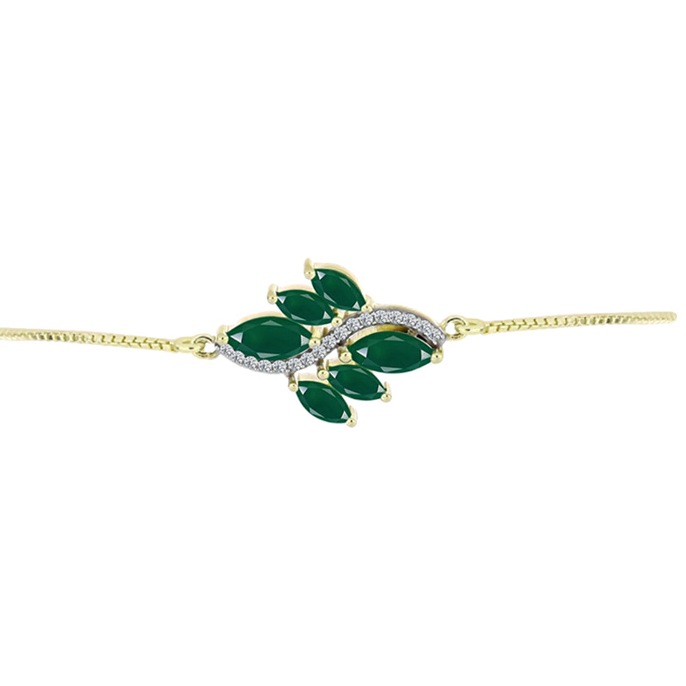 Goldplattiertes Silberarmband mit grünem Achat