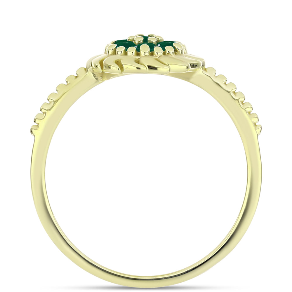 Goldplattierter Silberring mit grünem Achat 2 