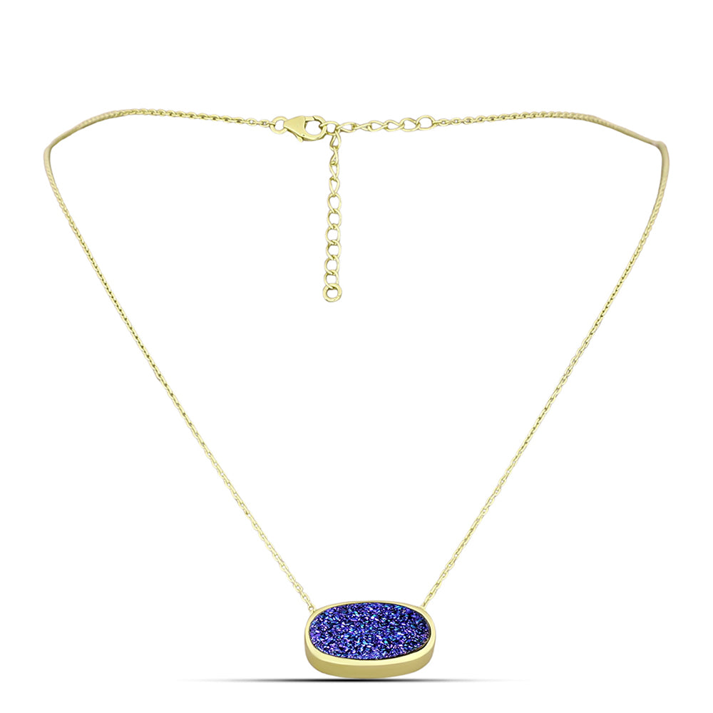 Goldplattierte Silberhalskette mit lila Druse 1 