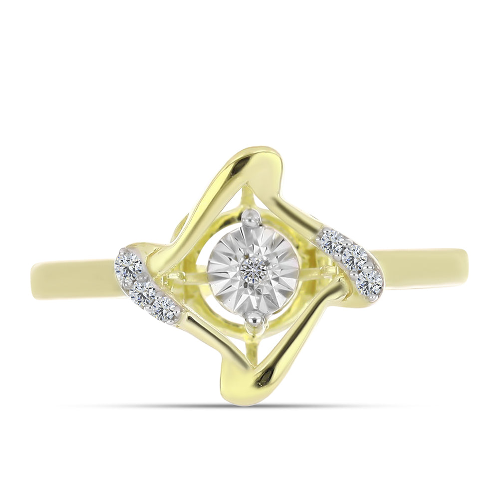 Goldplattierter Silberring mit weißem Diamant und weißem Topas 1 