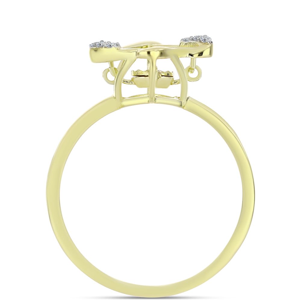 Goldplattierter Silberring mit weißem Diamant und weißem Topas 2 