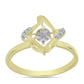 Goldplattierter Silberring mit weißem Diamant und weißem Topas