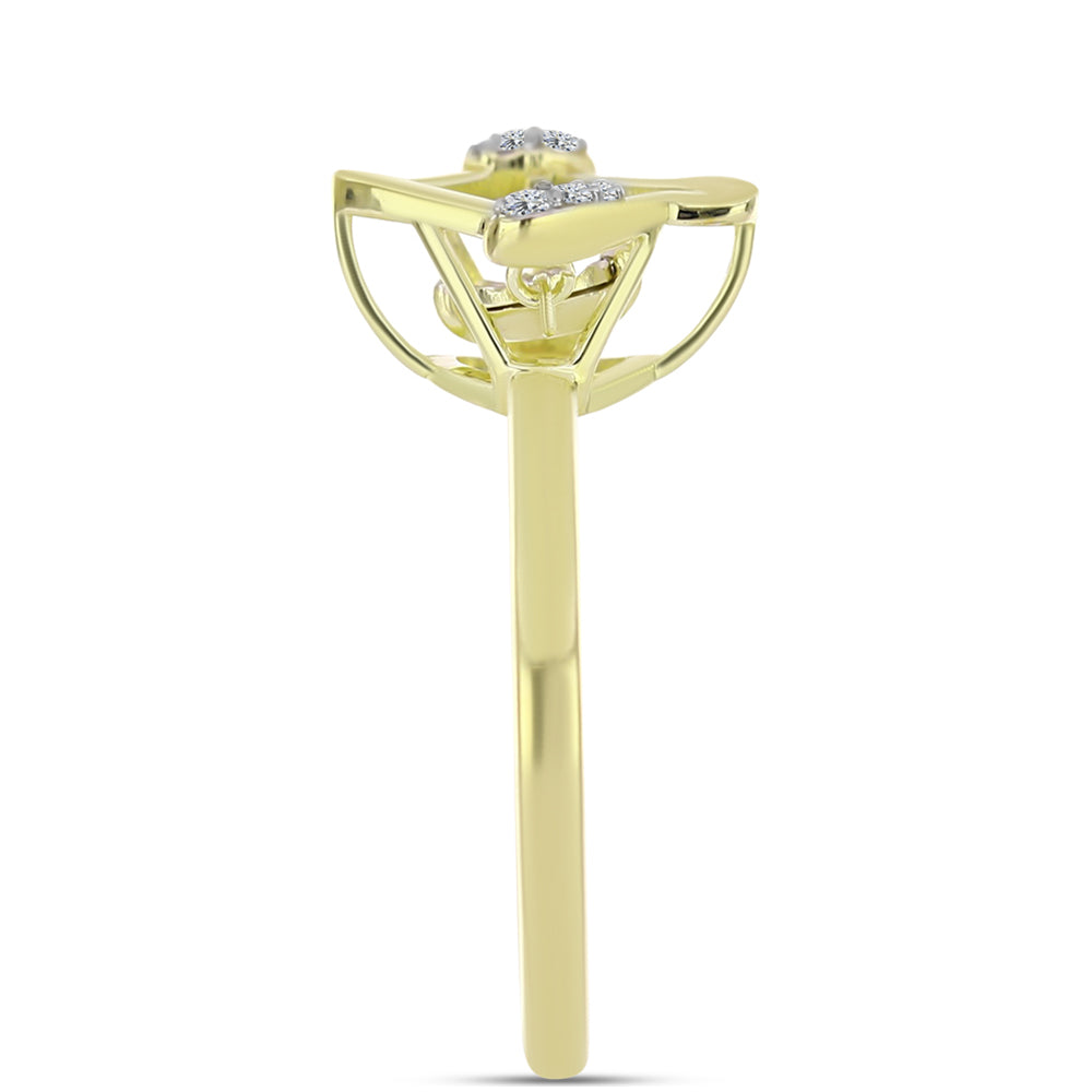 Goldplattierter Silberring mit weißem Diamant und weißem Topas