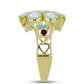 Goldplattierter Silberring mit Regenbogenmondstein und marokkanischem Amethyst