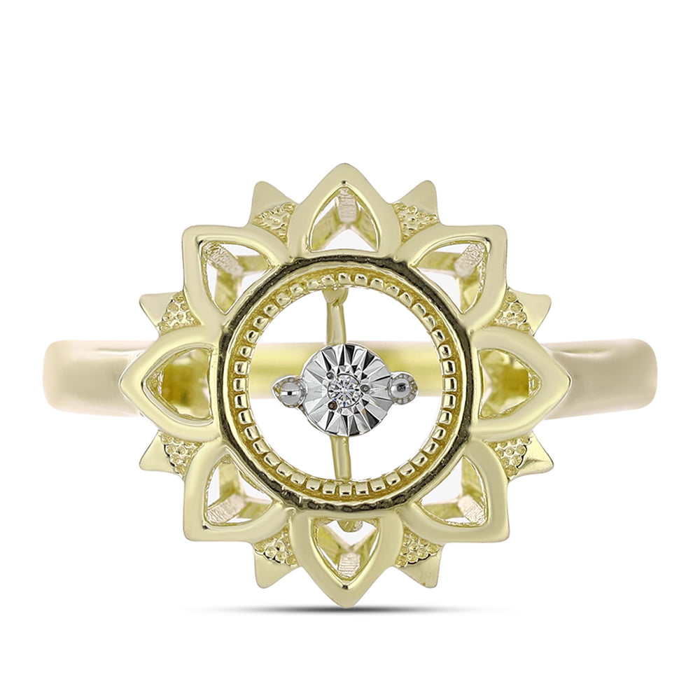 Goldplattierter Silberring mit weißem Diamant 1 