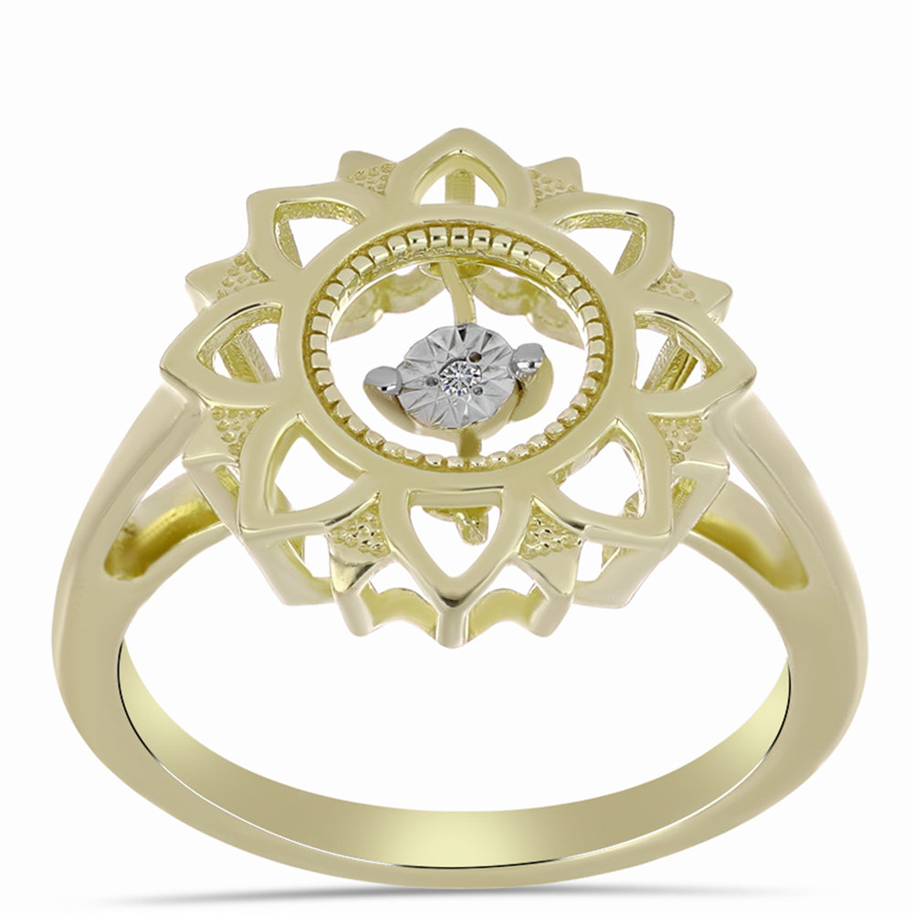 Goldplattierter Silberring mit weißem Diamant 3 