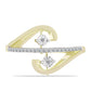 Goldplattierter Silberring mit weißem Diamant und weißem Topas