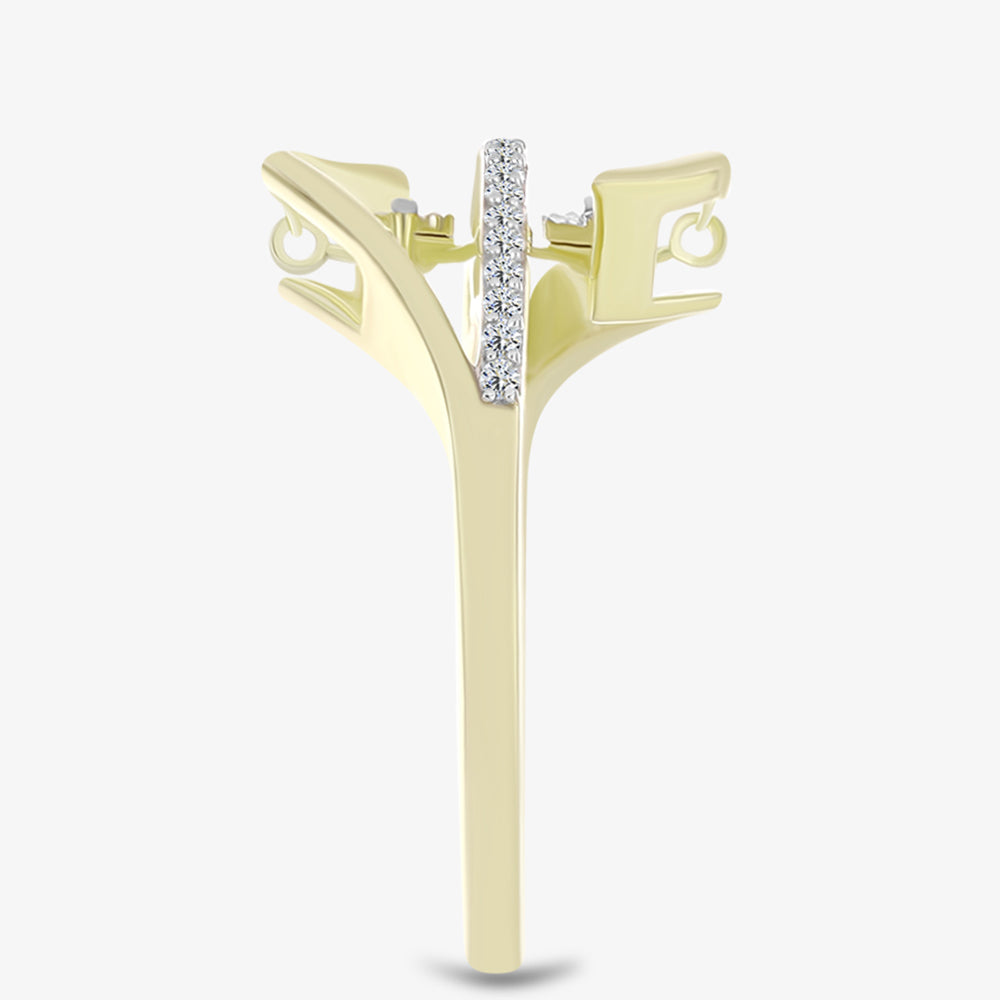 Goldplattierter Silberring mit weißem Diamant und weißem Topas 4 