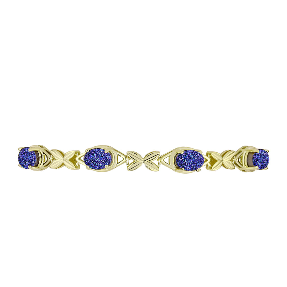Goldplattiertes Silberarmband mit lila Druse 3 