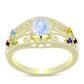 Goldplattierter Silberring mit Regenbogenmondstein und marokkanischem Amethyst