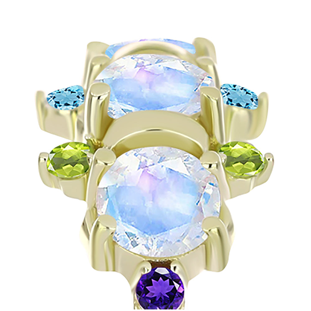 Goldplattierter Silberring mit Regenbogenmondstein und marokkanischem Amethyst