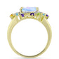 Goldplattierter Silberring mit Regenbogenmondstein und marokkanischem Amethyst
