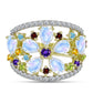 Goldplattierter Silberring mit Regenbogenmondstein und marokkanischem Amethyst