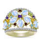 Goldplattierter Silberring mit Regenbogenmondstein und marokkanischem Amethyst