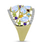 Goldplattierter Silberring mit Regenbogenmondstein und marokkanischem Amethyst