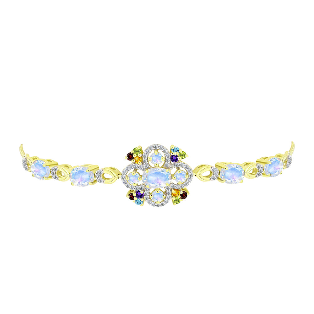 Goldplattiertes Silberarmband mit Regenbogenmondstein
