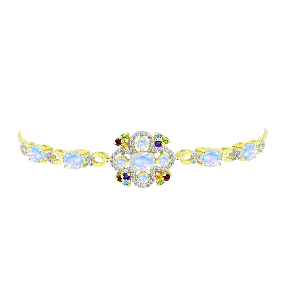 Goldplattiertes Silberarmband mit Regenbogenmondstein 5 